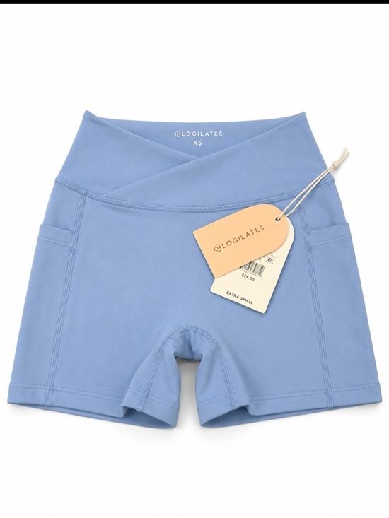 Pants - Biker short Women's Light Blue High-Waist Workout Shorts